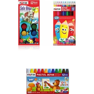 12 Renk Kuru Pastel ve Sulu Boya Seti Çocuklar ve Yetişkinler İçin Güvenli