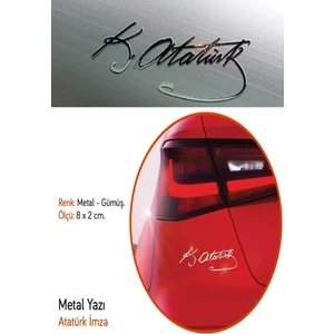 Metal 8.5 cm Atatürk Imzası Sticker