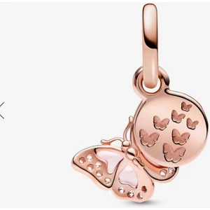 Poseidons Jewellery Pembe Kelebek Çift Sallantılı Charm