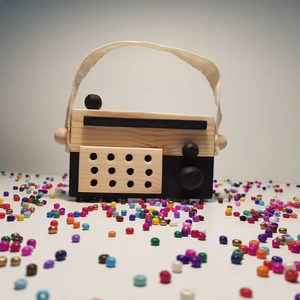 El Yapımı Ahşap Oyuncak Baby Radyo: Bebekler ve Çocuklar Için Güvenli+1 +2 +3 Yaş Hediyelik Oyuncak - Beyaz
