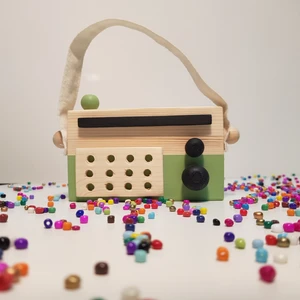 El Yapımı Ahşap Oyuncak Baby Radyo: Bebekler ve Çocuklar Için Güvenli+1 +2 +3 Yaş Hediyelik Oyuncak - Beyaz