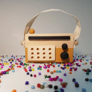 El Yapımı Ahşap Oyuncak Baby Radyo: Bebekler ve Çocuklar Için Güvenli+1 +2 +3 Yaş Hediyelik Oyuncak - Beyaz