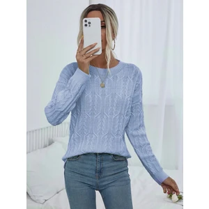 AQE FASHION Saç Örgülü Desenli Bisiklet Yaka Bebe Mavi Triko Kazak