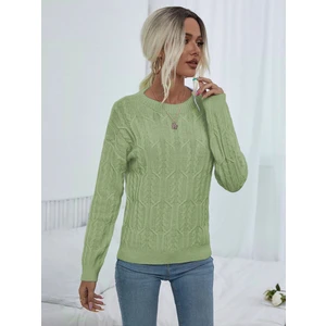 AQE FASHION Saç Örgülü Desenli Bisiklet Yaka Mint Triko Kazak