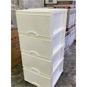 Lees home Büyük Boy Beyaz 55 Kapaklı 4 Plastik 4 Çekmeceli Komidin Sebzelik Şifonyer