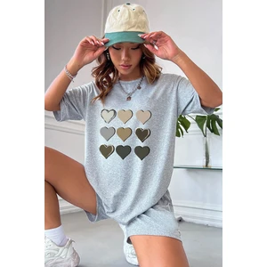 Only Trendwear Kalp Baskı Şort Takım