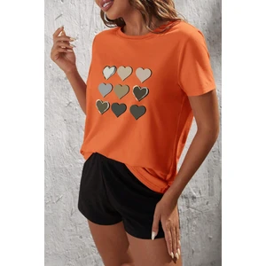 Only Trendwear Kalp Baskı Şort Takım