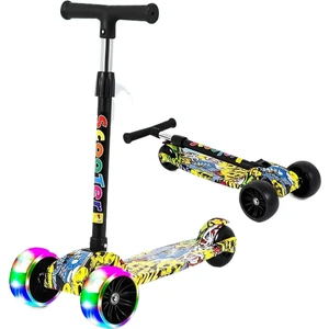 Çocuk Scooter 3 Tekerlekli Katlanır Bisiklet Led Parlaklık Denge Scooter Ayarlanabilir Yükseklik Scooter Scooter (Yurt Dışından)