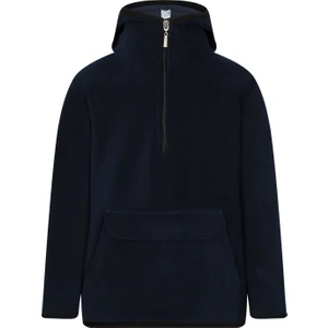 Çocuk Polar Yarım Fermuarlı Kapşonlu Kanguru Cep Sweatshirt Lacivert Unisex