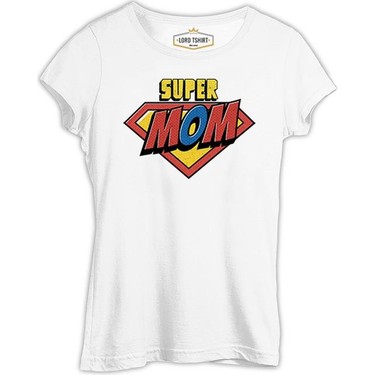 Lord T Shirt Super Mom Logo Beyaz Kad n