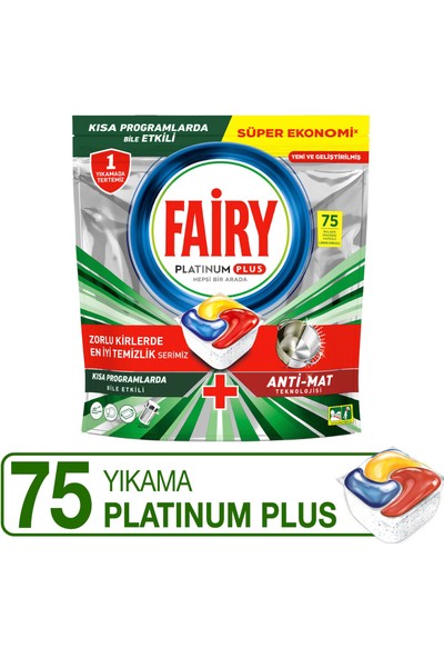 Fairy Platinum Plus Bulaşık Makinesi Deterjanı Tableti / Kapsülü 75 Yıkama