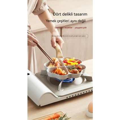 Kahvaltı Tenceresinde Kızarmış Yumurta Artefakt Dört Delikli Tencerede Yumurta Beyaz Küçük Gözleme Tavası (Yurt Dışından) fırsatları