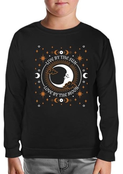 Live By The Sun Love By The Moon Siyah Çocuk Sweatshirt