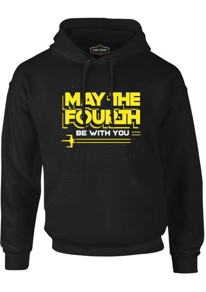 May The Fourth With Battleship Logo Siyah Erkek Fermuarsız Kapşonlu