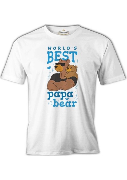 World's Best Papa Bear Beyaz Erkek Tshirt