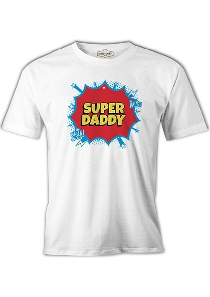 Super Daddy Hahaha Logo Beyaz Erkek Tshirt