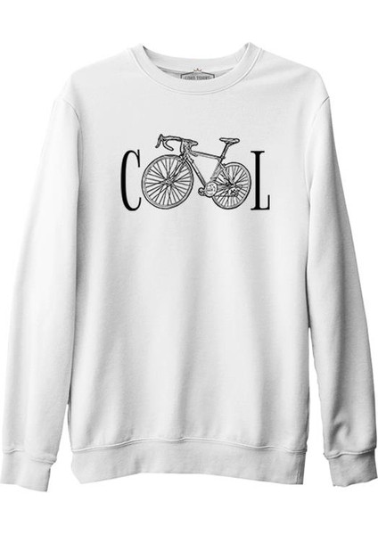 Cool Bicycle Beyaz Erkek Kalın Sweatshirt