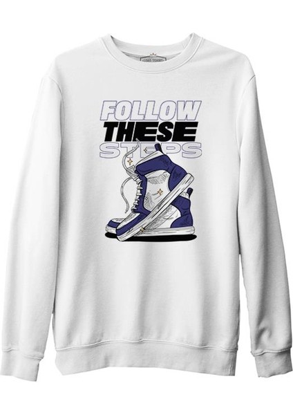 Shoes Follow These Steps Beyaz Erkek Kalın Sweatshirt