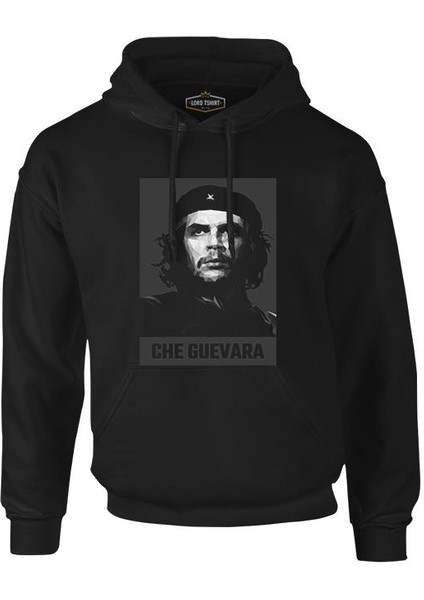 Che Guevara - The Black Portrait Siyah Erkek Fermuarsız Kapşonlu