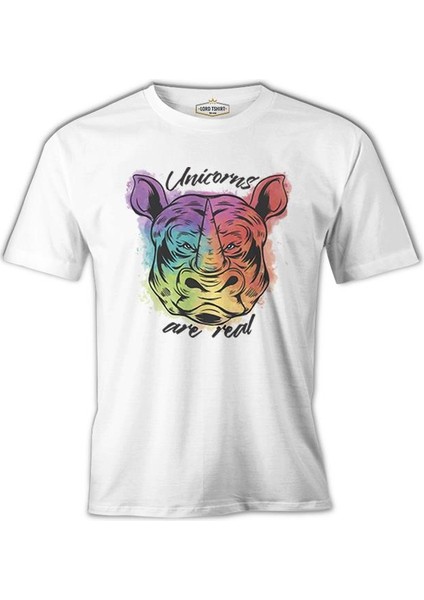 Lord T-Shirt A Rhino With Unicorns Quote Beyaz Erkek Tshirt