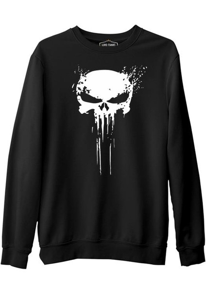 Punisher Skull Invisible Siyah Erkek Kalın Sweatshirt