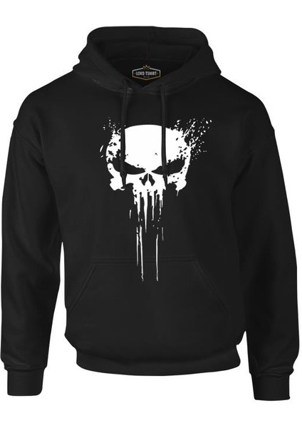 Punisher Skull Invisible Siyah Erkek Fermuarsız Kapşonlu