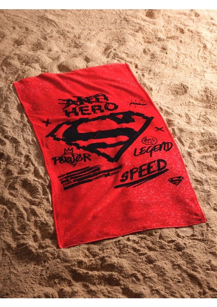 SUPERMAN Pamuk Kadife Baskılı Plaj Havlusu