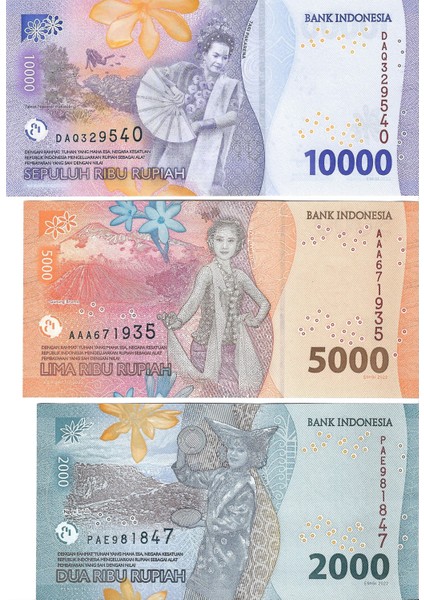 Endonezya 2022 Yılı Tam Set (2,000/5,000/10,000) Yabancı Kağıt Para Çil (Unc) Koleksiyon Para fiyatları