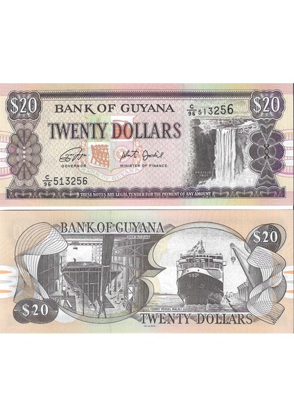 Guyana 2018 Yılı 20 Dolar Yabancı Kağıt Para Çil (Unc) Koleksiyon Para