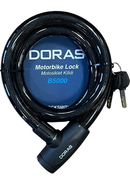 Doras Anahtarlı Motosiklet Kilidi 150X20 SIYAH-B5000