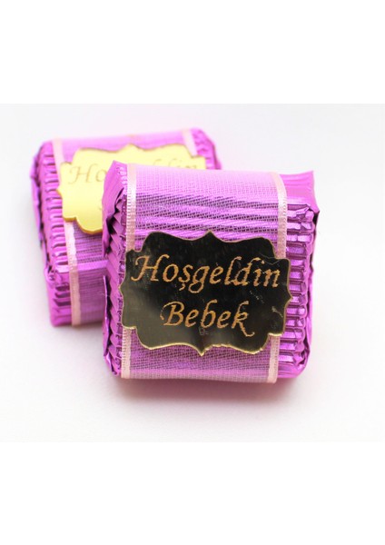 Bebek Çikolatası 48 Adet Hoşgeldin Kız Bebek Katkısız ve Doğal Sütlü Bitter Çikolata