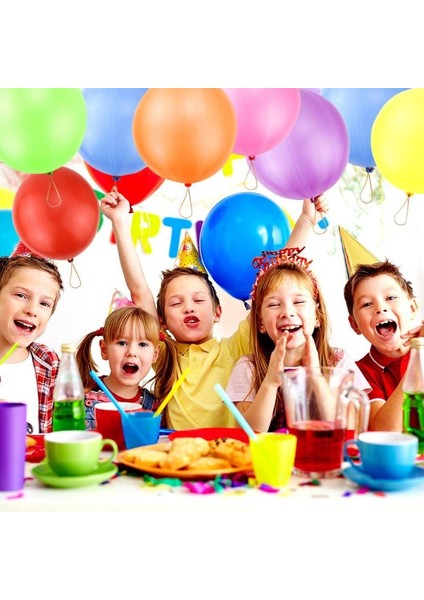 100 Adet Lastikli Zıpzıp Balon Ipli Punch Panç Büyük Balon Zıp Zıp Balon Pastel Renkler