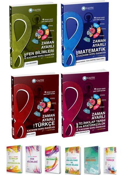 8. Sınıf Türkçe Matematik Fen Inkılap Zaman Ayarlı Etkinlikli Kazanım Soru Bankası Seti