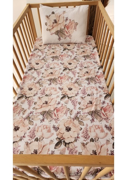 %100 Organik Pamuk Saten Lastikli Çarşaf Set 70×130/20 - Rose