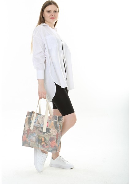 Sanat Baskılı Gabardin Bez Çanta modelleri