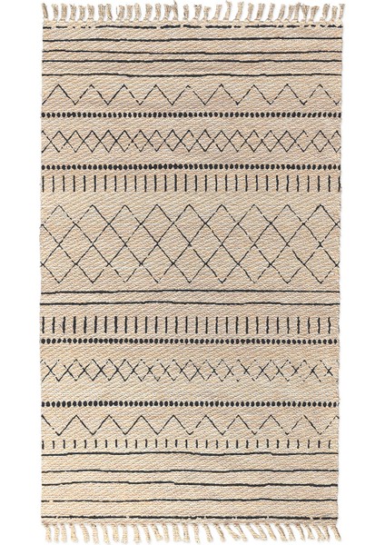 Soho Alaçatı 11 Siyah Çizim Iskandinav Desen Otantik Motif Kara Tezgah Halı Çift Taraflı Kilim