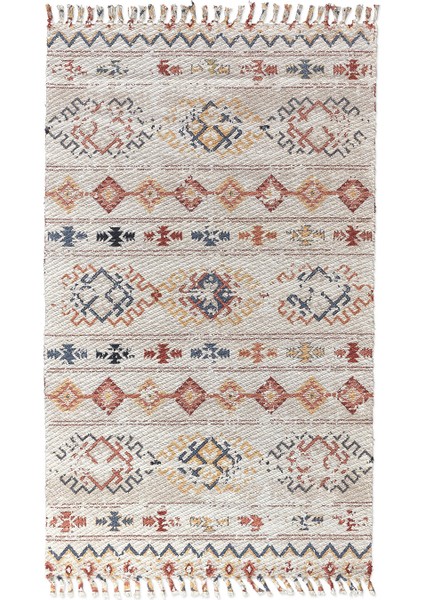 Soho Alaçatı 7 Bej Mistik Desenli Otantik Motif Kara Tezgah Halı Çift Taraflı Kilim