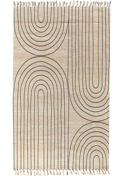 Soho Alaçatı 12 Siyah Minimal Çizgi Desenli Otantik Motif Kara Tezgah Halı Çift Taraflı Kilim