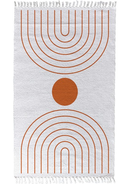 Soho Alaçatı 45 Kiremit Minimal Iskandinav Desen Otantik Motif Kara Tezgah Halı Çift Taraflı Kilim