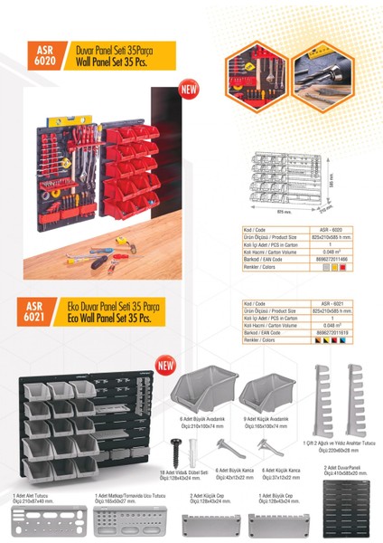 35 Parça Avadanlıklı Profesyonel Duvar Panel Seti ASR-6020