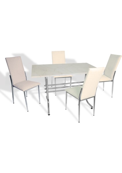 Japon Werzalit - Gözde Mutfak Masa Takımı - (Golden Marble - Krem)