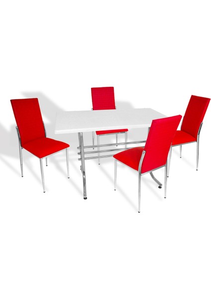 Japon Werzalit - Gözde Mutfak Masa Takımı - (Beyaz - Kırmızı)