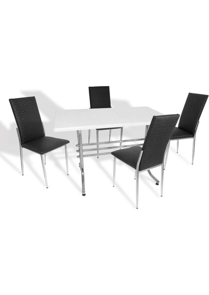 Japon Werzalit - Gözde Mutfak Masa Takımı - (Beyaz - Siyah)