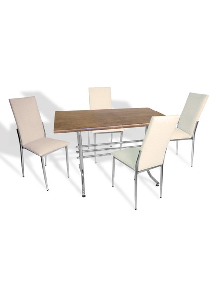 Japon Werzalit - Gözde Mutfak Masa Takımı - (Rustic Dark - Krem)