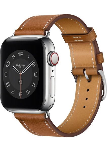 Apple Watch Deri Hermes Kordon Kayış (Logolu)