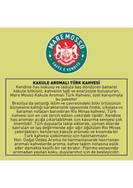 Mare Mosso Caffe Kakule Aromalı Öğütülmüş Türk Kahvesi 1 Kg.