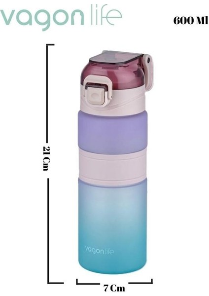 -Çift Renkli Pipetsiz Matara 600 ml