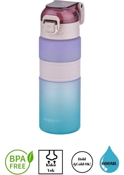 -Çift Renkli Pipetsiz Matara 600 ml