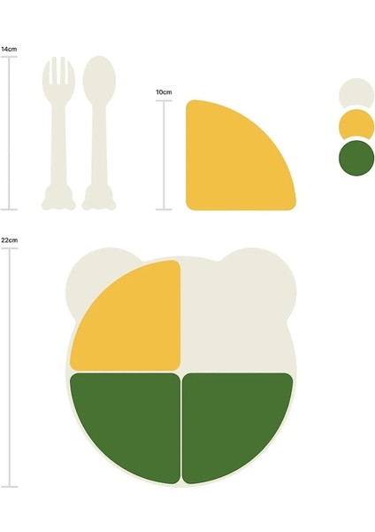 Çocuk Bebek Yemek Tabağı 4 Bölmeli 7 Parça Ayı Yogi Model Çatal Kaşıklı