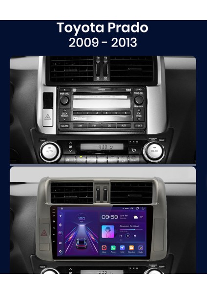 Toyota Prado 2009-2013 Android Multimedya Carplayli 9 Inc Hd IPS Ekran 4GB/64GB Kamera Hediyeli fiyatları